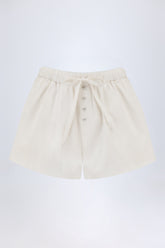 Mid-Rise Cotton-Poplin Shorts in White
